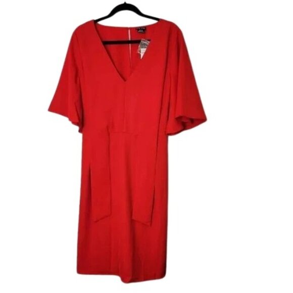NWT Womens Plus Size 18 City Chic Red Knot Front Deep V Batwing Sleeve Dress NEW - Picture 5 of 8